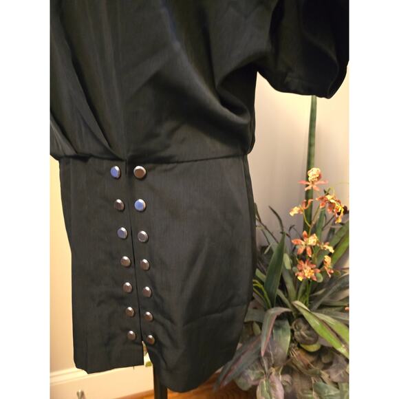 New Free People Harper Mini Dress $128 BLACK Size 6 Metal Studded Buttons - Picture 6 of 8